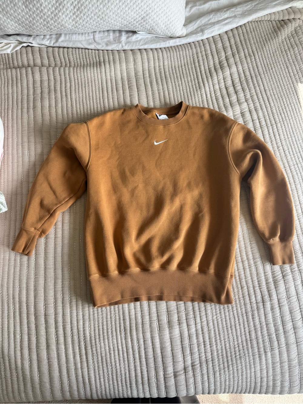 Nike wonen’s Crewneck Sweatshirt - Caramel Brown with White Swoosh